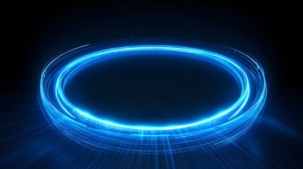 Wall Mural - Technology blue circle light stage on black background