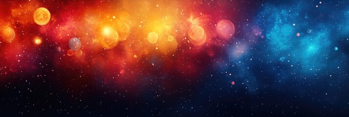 Wall Mural - cosmic nebula with stars and planets in red and blue hues