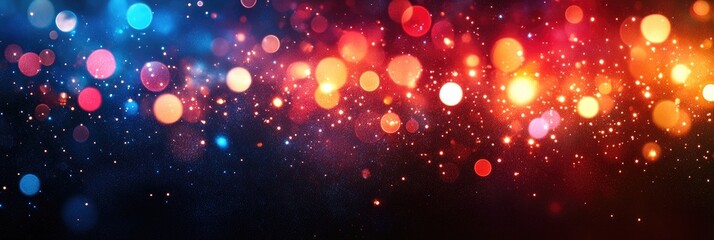 Wall Mural - Abstract Bokeh Lights with Red, Orange, and Blue Colors