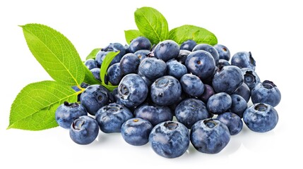 Poster - Fresh Blueberries with Green Leaves