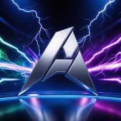 Esports logo with lightning, High-tech versus screen, Dynamic esports screen design, Futuristic tournament logo, Electric holographic background, Versus match screen design, Cyber sport visual effects