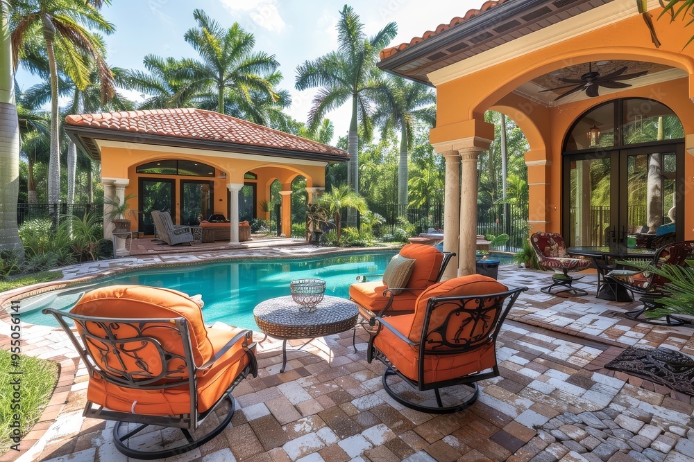 Luxurious South Florida open concept home interior with outdoor patio ...