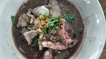 Canvas Print - Namtok pork noodles, food in Thailand