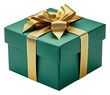© Rawpixel.com - PNG Green gift box wrapped ribbon gold.