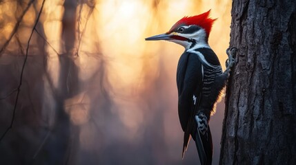 Canvas Print - Woodpecker at Sunset