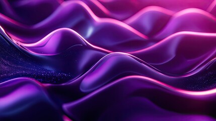Poster - 3D abstract waves with illuminated edges and a sense of fluid motion, ideal for contemporary background designs
