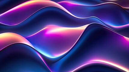 Poster - 3D abstract waves with illuminated edges and a sense of fluid motion, ideal for contemporary background designs