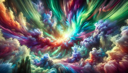 An abstract, vibrant, and dynamic cloudscape background, wallpaper