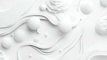 Poster - Abstract white background with a blend of geometric shapes and organic patterns.