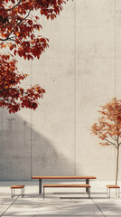 Wall Mural - A Minimalist Schoolyard: Concrete and Autumn Hues