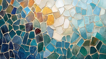 Poster - Abstract mosaic tile pattern with a mix of textures and colors, perfect for a dynamic and artistic background