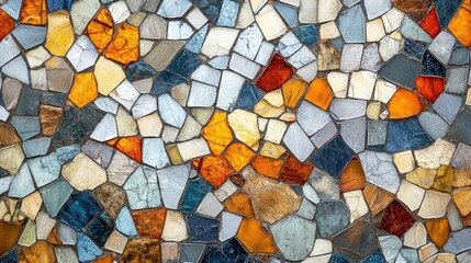 Poster - Abstract mosaic tile pattern with a mix of textures and colors, perfect for a dynamic and artistic background