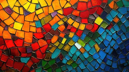 Poster - Abstract mosaic tile texture with vibrant colors and intricate patterns, perfect for dynamic background designs