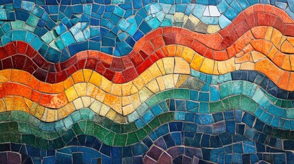 Poster - Abstract mosaic tile texture with vibrant colors and intricate patterns, perfect for dynamic background designs