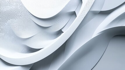 Poster - White background with abstract geometric patterns and subtle shadows, adding dimension.