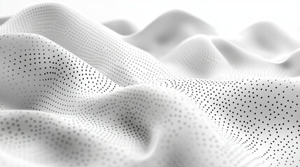 Poster - White background with abstract geometric patterns and subtle 3D effects.