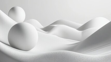 Poster - White background with abstract geometric shapes and soft textures, adding depth and dimension.