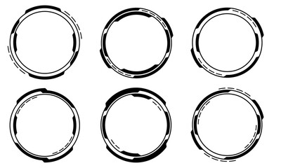 Poster - Set of sci fi black circle user interface elements technology futuristic design modern creative on white background vector
