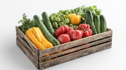 Wall Mural - Fresh Vegetables in a Wooden Crate