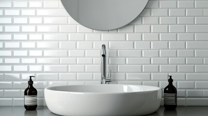 Aufkleber - classic subway tile pattern in a sleek monochromatic scheme, ideal for a clean and contemporary look