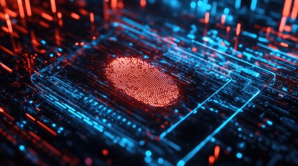 Poster - A high-tech image showing a fingerprint on a digital interface, symbolizing personal data security