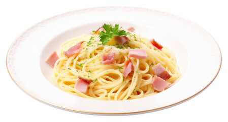 Sticker - PNG Spaghetti plate carbonara pasta food.