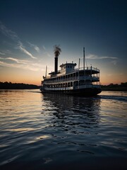 Sticker - Riverboat silhouettes in a classic, vector style.