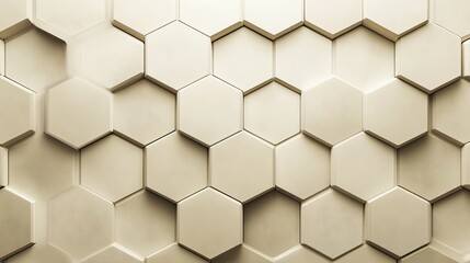 Poster - Elegant hexagonal tile pattern with subtle shading and gradients, creating a sophisticated and textured background