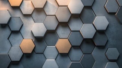 Poster - Modern hexagonal tile pattern with smooth gradients and soft shadows, offering a stylish and sophisticated design