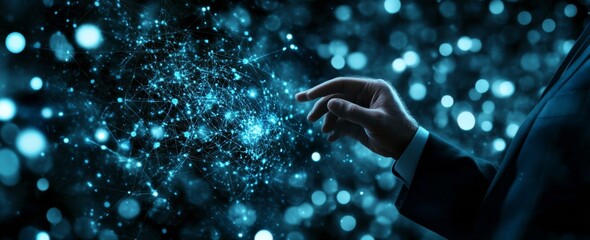 Poster - digital marketing, global business, iot internet of things, business strategy concept. concept of a 