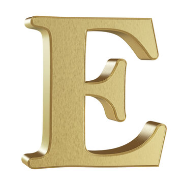 3D Alphabet Letter E Golden Font