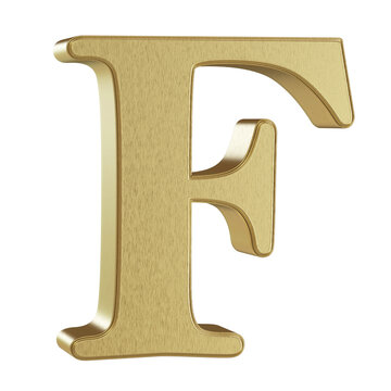 3D Alphabet Letter F Golden Font