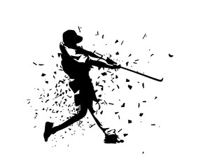 Poster - Baseball player, batter, isolated vector silhouette