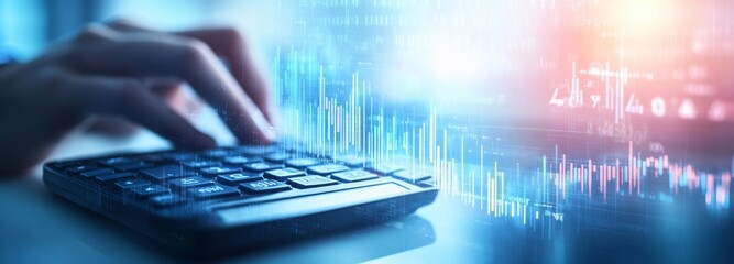 Poster - Finance and Investment Concept of Business Financing Accounting Banking, Businesswoman doing finances and calculating financial reports with business graph growth chart