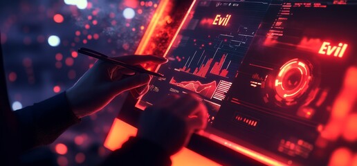 Poster - Businessman uses digital tablet programs with AI modern computer dashboards and big data, a global network, a business plan.