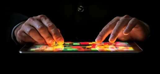 Poster - Financial analyst using digital tablet to analyze sales data and economic growth graph chart, financial report, business strategy, digital marketing.