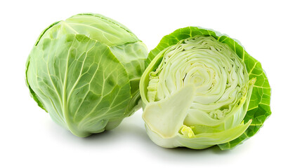 Wall Mural - Green cabbage isolated on white background with clipping path and full depth of field