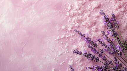 Poster - A pink background with lavender flowers and salt