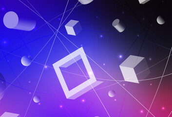 Poster - Dark Pink, Blue vector background with polygonal style with circles.