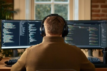 Developer working on a website with multiple tabs open, multitasking in web development, efficient coding setup