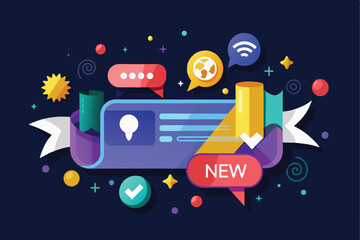 Poster - A new icon prominently displayed at the center, encircled by various social media icons, symbolizing connectivity.