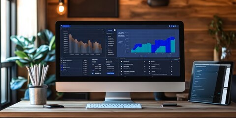 Fototapete - Detailed income management dashboard with interactive graphs and precise categories professional and sleek design