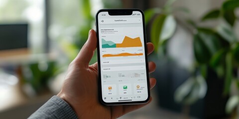 Fototapete - Personal finance app displaying personal savings progress with clear visualizations and performance metrics modern interface