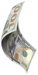 Wall Mural - 100 dollar bill is flying and has a curved shape.