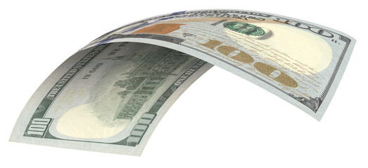 Wall Mural - 100 us dollar note flying in different angles and orientations.