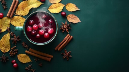 A steaming cup of cranberry cider 