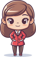 Sticker - Confident Businesswoman Cartoon Character Professional Attire IllustrationIsolated Graphic Design Branding Marketing Advertising Business Woman Leader Executive Corporate Success Achievement Ambition