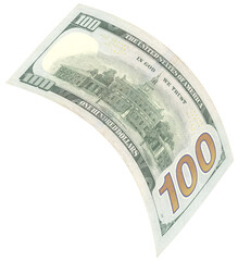 Wall Mural - one hundred dollar banknote flying on isolated background.