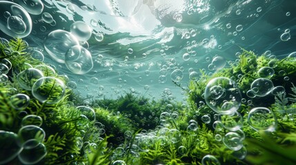 Poster - A sea of bubbles floating in the water