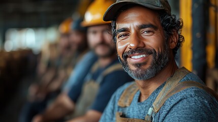 Celebrating Labor Day: Workers Taking a Well-Deserved Break Together with Smiles and Accomplishment